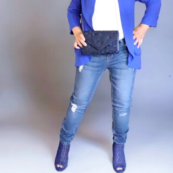 GUESS WOMENS LOW RISE POWER SKINNY CINDY FIT SIZE 31" BLUE JEANS - Picture 2 of 5